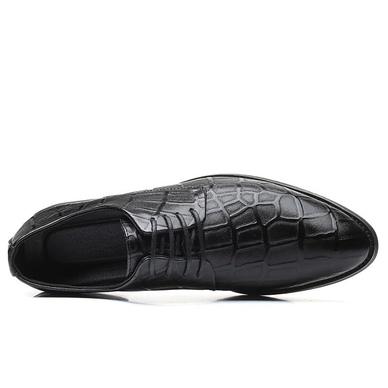 Mens French Leather Oxford Shoes Lace Up Pointed Toe Low Top Block Heel Non Slip Casual Dress Shoes for Work Formal and Business2