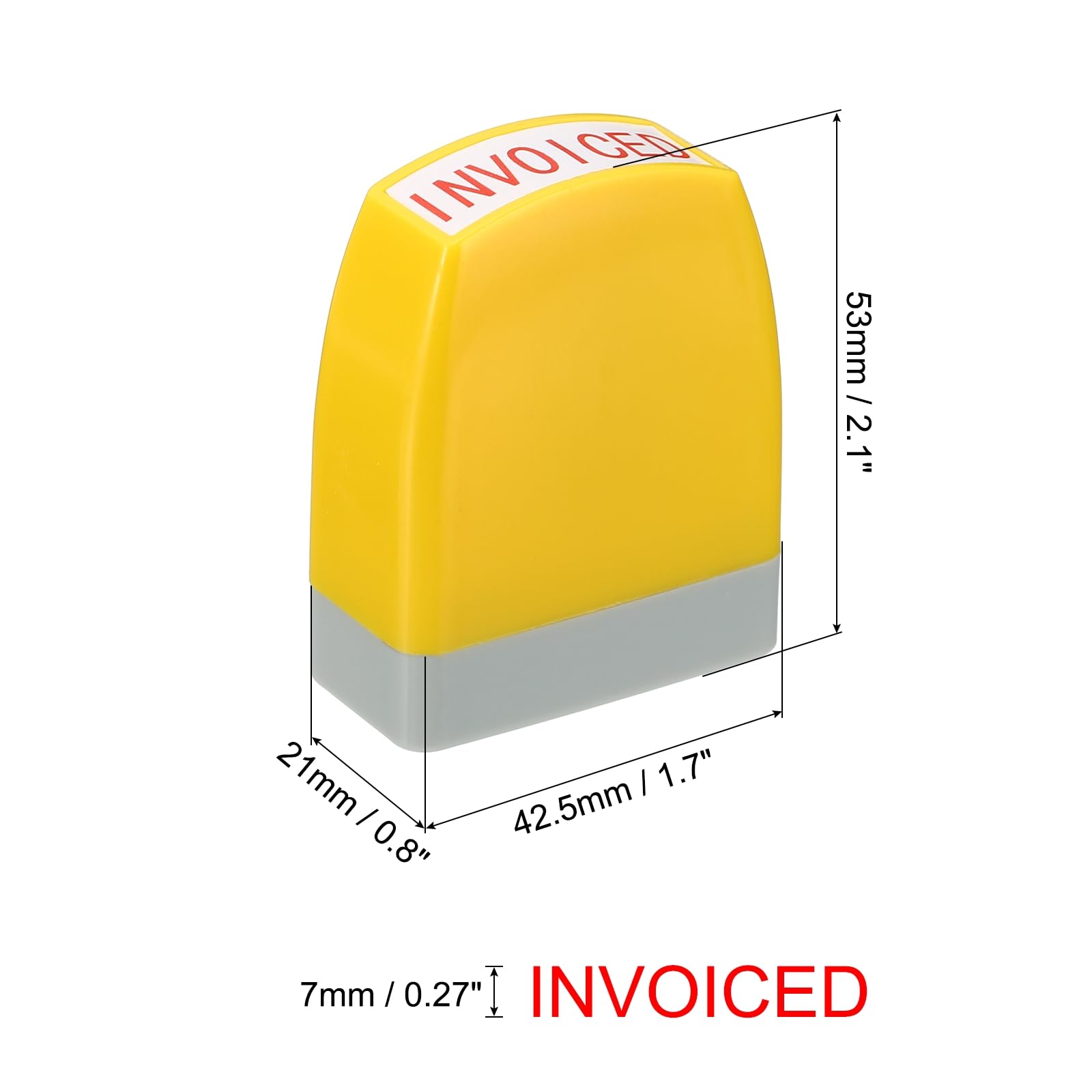 PATIKIL Invoiced Notice Stamp Self Inking, Red Ink Office Stamps Pre Inked Message Stamp Refillable Business Stamp, Yellow - Image 2