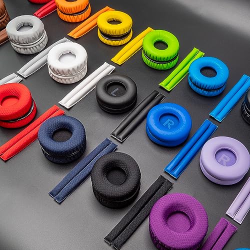 Image of Rainbow Color Ear Pads Headband Cushion Kits Compatible with Sennheiser HD25 HD250BT HD25-ll HD25S Il HMD25 Headphone Foam Covers (Yellow Sets)
