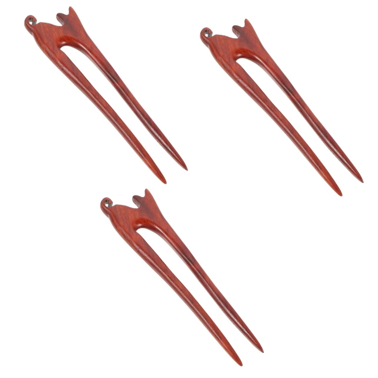 Healeved 3piezas Horquilla De Madera Vintage Diseño De Gato Para Peinados Herramienta De Estilo Para Mujeres y Niñas Para Recogidos y Moños
