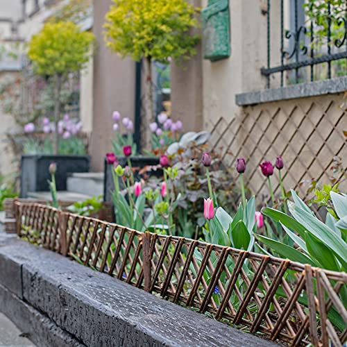 Bordes de mimbre natural para valla de jardín decorativa ecológica y barrera protectora 60cm 5