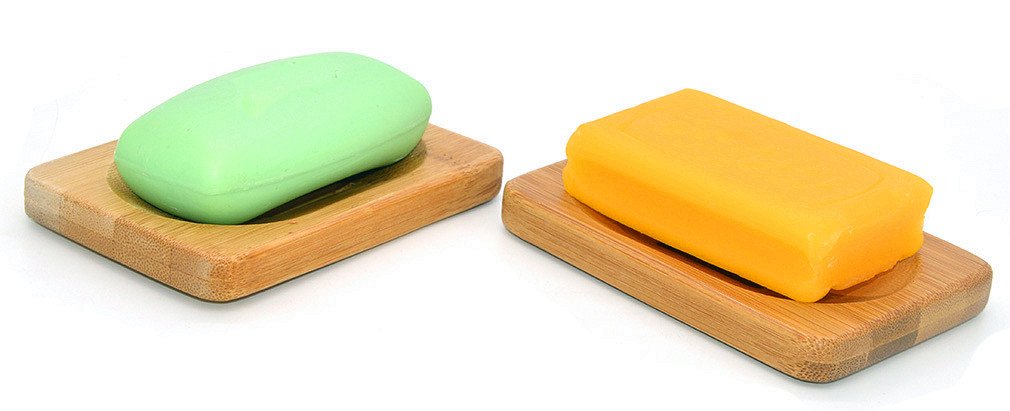 Medifier Hand Craft Natural Bamboo Soap Dish Bathroom Soap Case Holder for Sponges, Scrubber, Soap (2 pcs)
