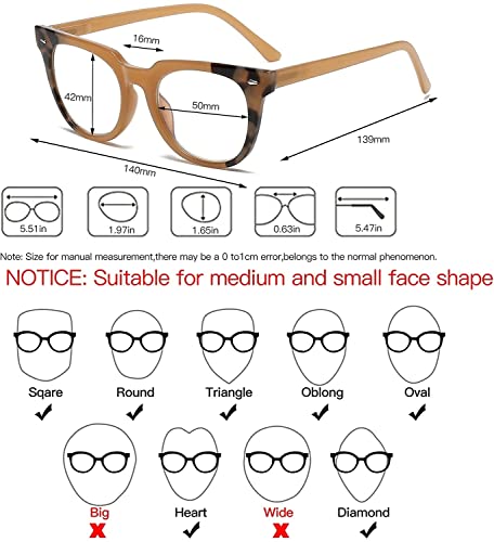 Image of Bevi Reading Glasses Blue Light Blocking Magnify Glasses with Spring Hinge Anti Eye Strain for Men and Women
