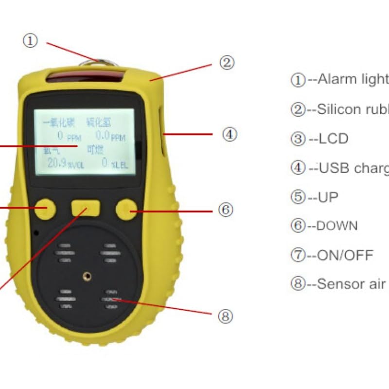 4 in 1 CO H2S O2 LEL Multi Gas Leak Detector Meter Tester