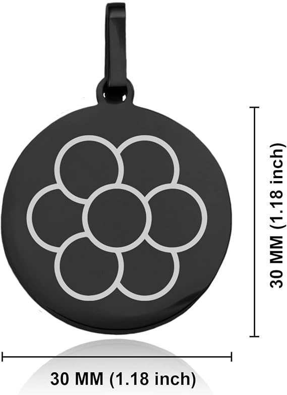 Stainless Steel Sacred Geometry Round Medallion Keychain Circle Ring
