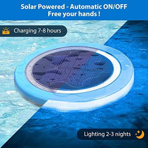 Fvtled Floating Pool Lights, Solar Pool Lights With 1800Mah Lighting 2-3 Nights, 4.5", Ip68 Waterproof Pool Lights That Float For Swimming Pool, Pond, Lawn Or Disco Pool Party Decoration, 1Pcs, Blue #TOP1