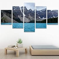 SIGNWIN 5 Panel Canvas Wall Art Winter Lake for Home Decorations Ready to Hang - 60