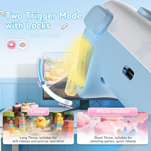 Image of Kuitmor Cinnamoroll Switch Pro Controller, Cute Hall Effect Wireless Gamepad No Drift for Switch 2 /Switch /OLED /Lite, PC /Steam, Android, iOS, Bluetooth + Wired, Turbo, Back Buttons, 6-Aixs Gyro, Wake-up, RGB (Blue, Without 2.4g Receiver)