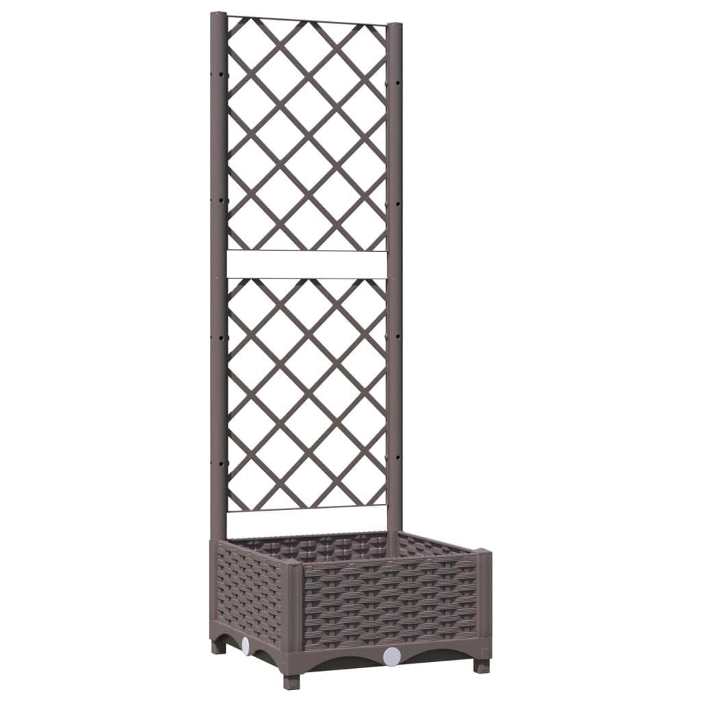 Vidaxl Garden Planter With Trellis Pp Outdoor Raised Bed Flower Box Brown