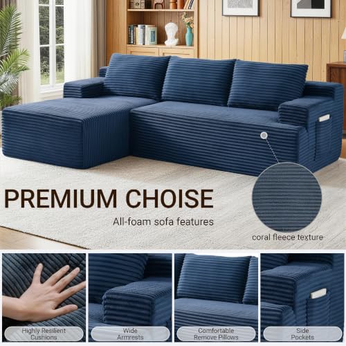 Image of Boneless Couch, Modular Sectional Couches for Living Room, U-Shaped Cloud Couch Sofa with Deep Seat, Fluffy Corduroy Upholstered Corner Sofa