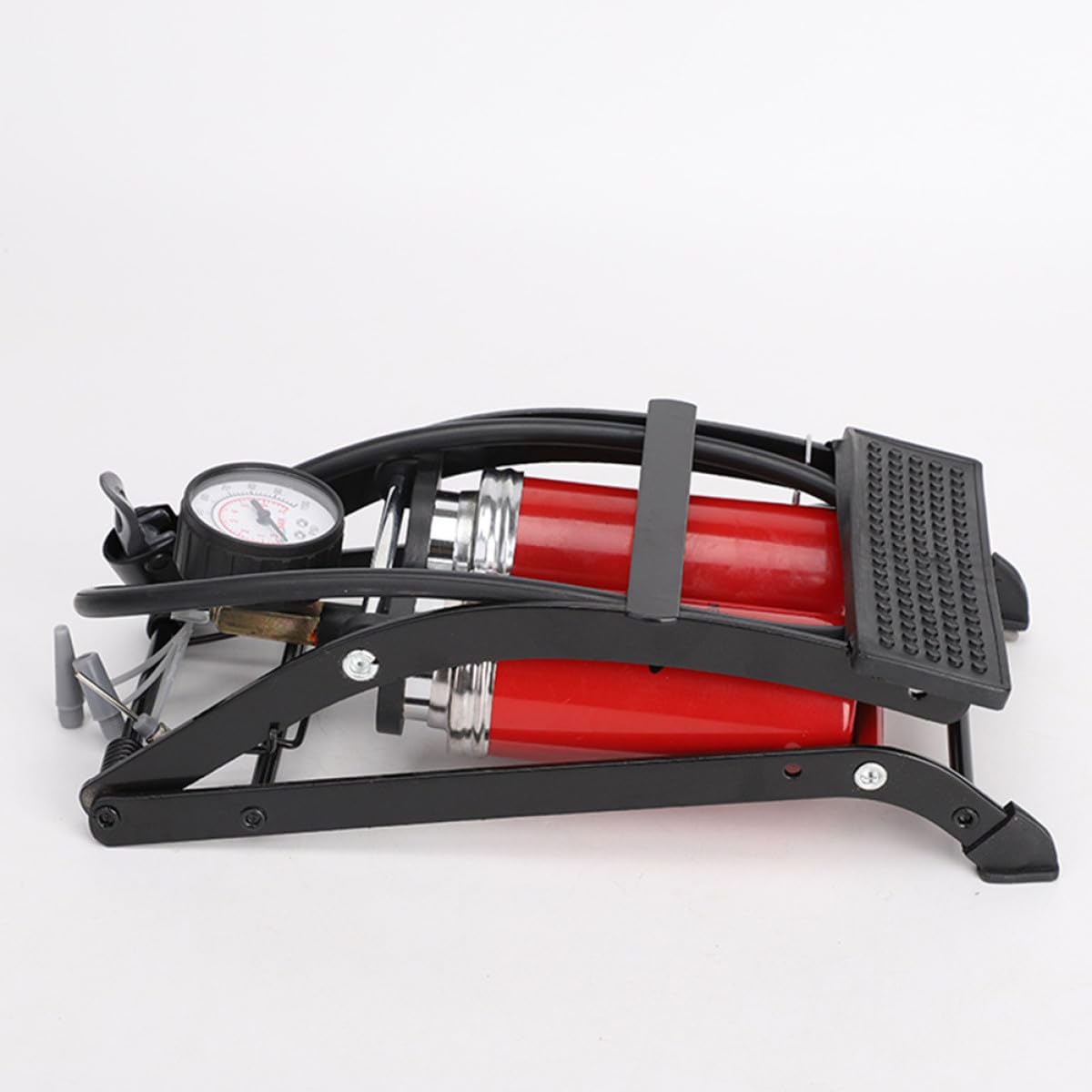 High Pressure Portable Mini Foot Pump for Bicycle and Motorcycle Tires, Dual Tube Pedal Air Pump with Valve Adapter, Compact Inflator for Sports Balls and Outdoor Inflatables