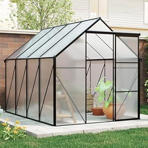 All-Season 6x8 FT Heavy-Duty Polycarbonate Greenhouse with Raised Base & Anchor System, Aluminum Walk-in Structure for Outdoor Backyard All Season 6×8 FT Heavy Duty Polycarbonate Greenhouse with Raised Base Anchor System Aluminum Walk in Structure for Outdoor Backyard
