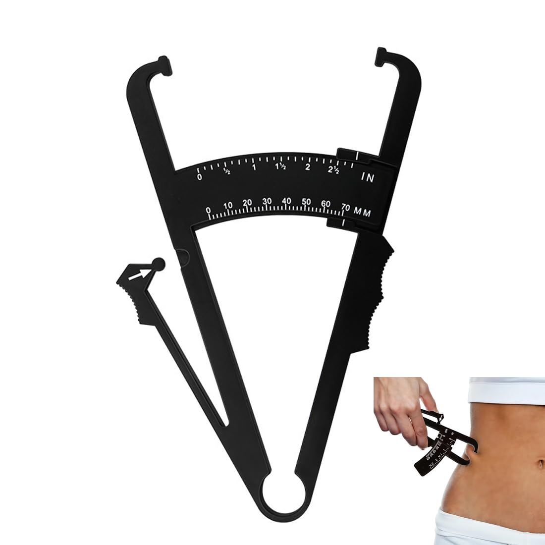 NHQZ 2 Pièces Adipometre, Pince Mesure Graisse Corporel, Pince À Plis Cutanée Mesure Du% De Masse Graisseuse(Noir)