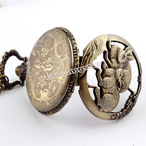 Image of Vintage Cute Animal Pocket Watch, Long Chain Sweater Pendant Necklace, for Women Men Birthday Christmas Gift
