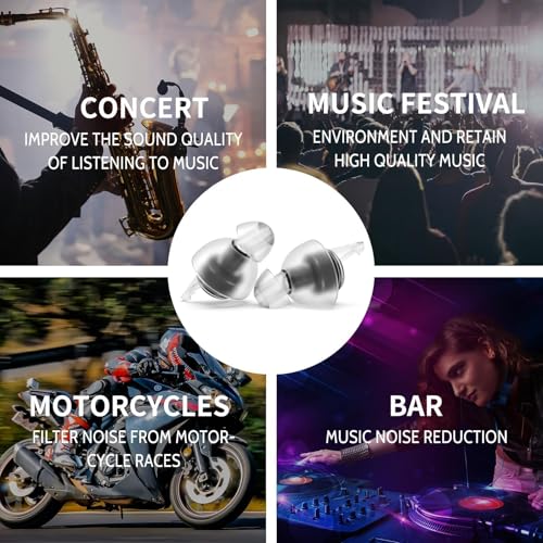 Image of High Fidelity Concert Ear Plugs 2 Pairs, Musician EarPlugs SNR 23 dB Noise Reduction for Music Festivals, Drummers, DJS,Motorcycles, Raves, Games and Entertainment Events