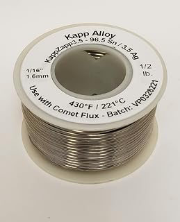 KappZapp3.5S 3.5% Silver Solid Core Solder 1/16" diameter, 1/2 lb. spool.