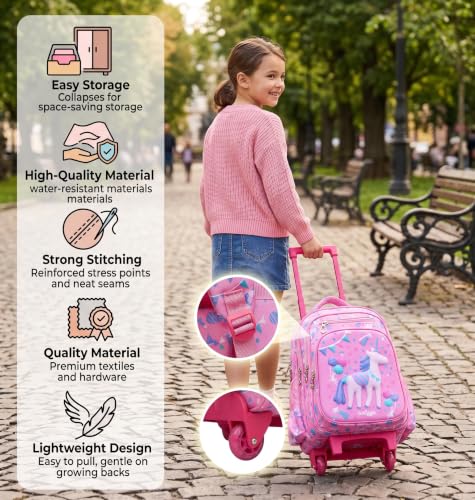 Image of ADSON 3D Embossed School Trolley Bag Large School Bag for Boy Girl, Kids School Bag, Travel Backpack for Girl Boy, Ideal for Children Trolley 16 Inch Water Resistant