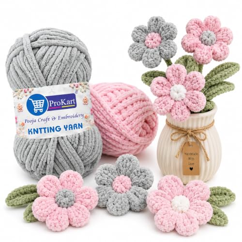 Image of ProKart Premium Blankie Wool, Plush & Cuddly, Hand Knitting Wool Ball | Blanket Thick /Mottu Yarn Ball Suitable for Hand Knitting & Crocheting for Baby, Adult, Sweaters Blankets (Grey, 100gms x 1 Pack)