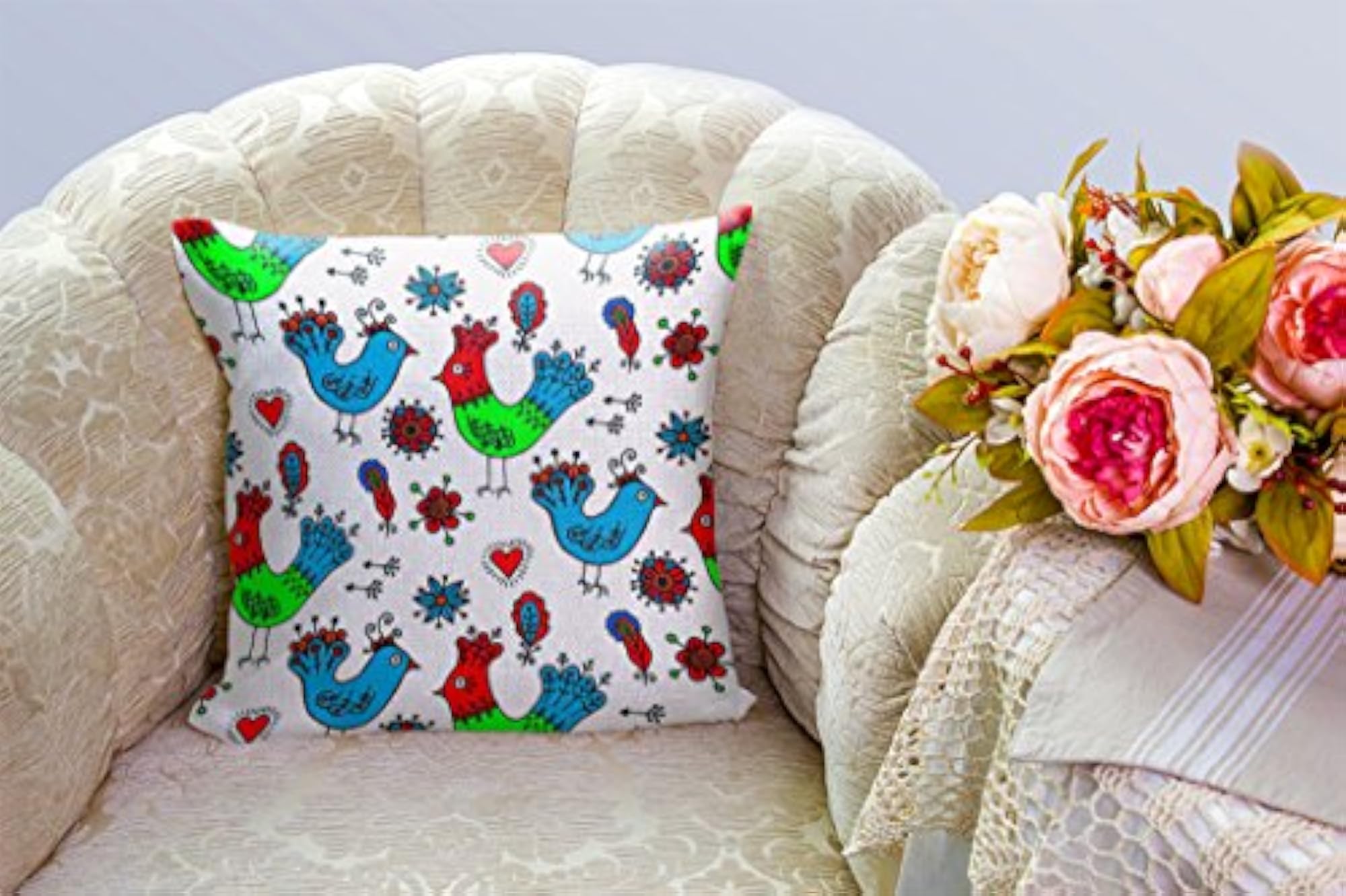 Nature's Polyester Cushion Cover, Multicolour