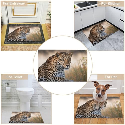 Tapis de cuisine absorbant et antidérapant motif léopard chic