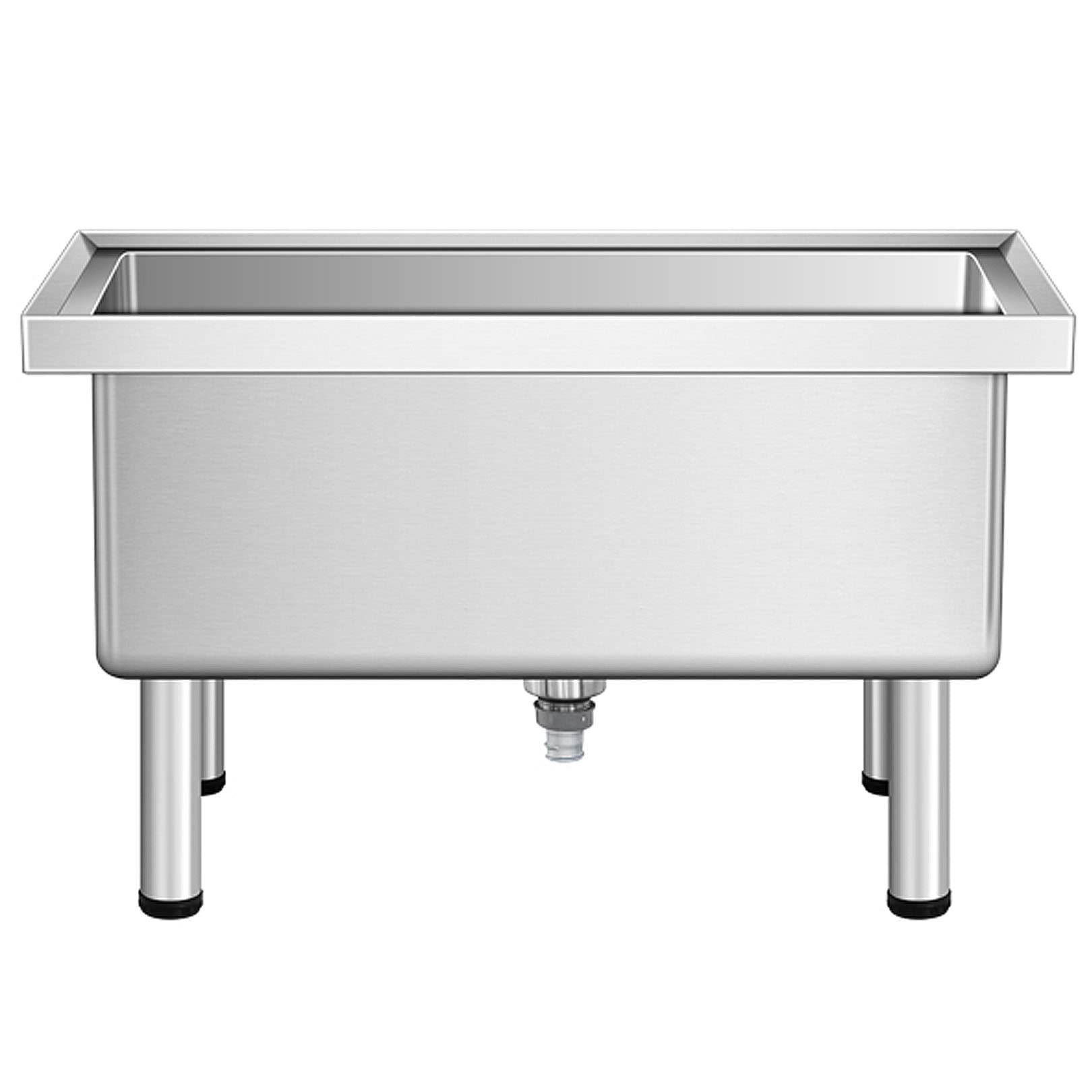 ASerZenith Stainless Steel Mop Sink Floor Mount Mop Service Basin, Commercial Heavy Duty Shop Sink Balcony Utility Sink Wash Station Laundry Tub,80Cm(31.5In)
