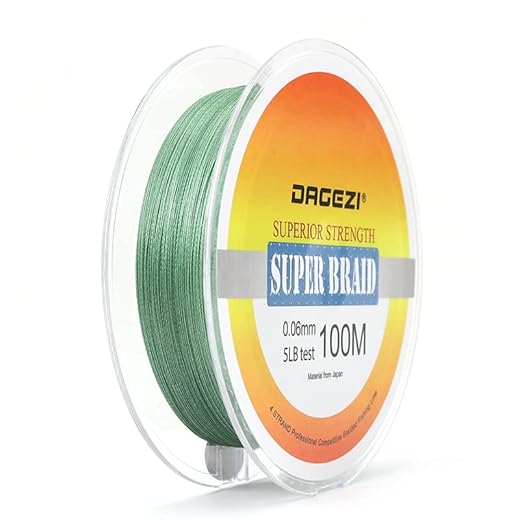 DAGEZI Fishing Line 5LB 110YDS Super Fishing Line Braided Lines Super Strong High Performance PE Fishing Lines (ArmyGreen)