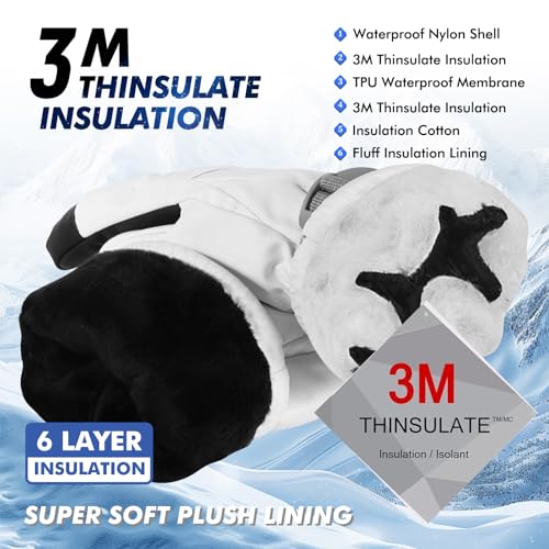 Image of Ski Gloves,Snow Gloves Waterproof Winter Warm Cold Weather Touchscreen Gloves for Parent& Child Kids Skiing,Snowboarding