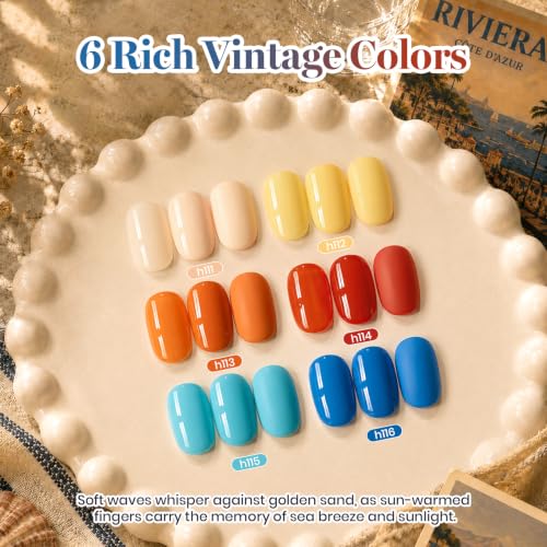 Image of Beetles Fall Gel Nail Polish Set, Vintage Riviera, Neon Gel Nail Polish Set | Fall Nail Art with 2-In-1 Nail Art Pen, Button, Color Card, Soak-Off UV LED, Long-Lasting for Salon, DIY & Holiday Manicures