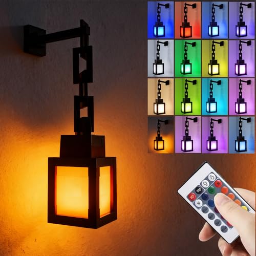 SGZIOO Pixelated Lantern Night Light 3D Lantern Night Light with Remote Control USB Rechargeable Night Lamp with 16 Colors LED Mood Light for Bedroom Game Room Decor