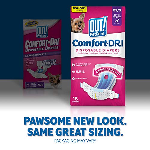 OUT! Pet Care Disposable Female Dog Diapers | Absorbent with Leak Proof Fit | XS/Small, 16 Count (Pack of 1) - Image 4