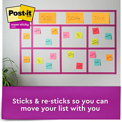 Image of Post-it Super Sticky Notes, Assorted Sizes, 15 Pads, 2X The Sticking Power, Supernova Neons Collection, Neon Colors (Orange, Pink, Blue, Green), Recyclable (4423-15SSMIA), (Pack of 12)