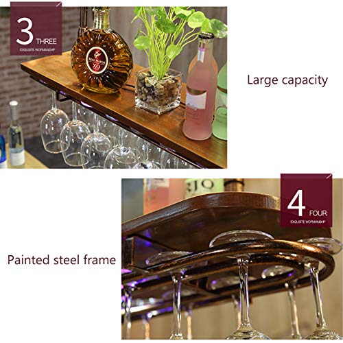 Soporte colgante para vinos con 2 niveles de madera y hierro miniatura 6