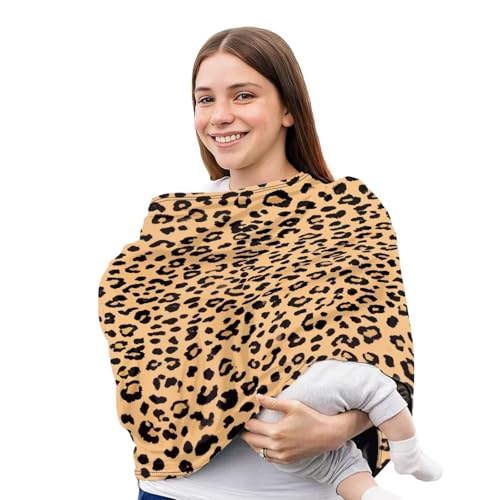 Image of Forchrinse Brown Leopard Print Car Seat Cover for Babies Soft Breathable Breastfeeding Nursing Cover Elastic Infant Carseat Canopy Stroller Cover