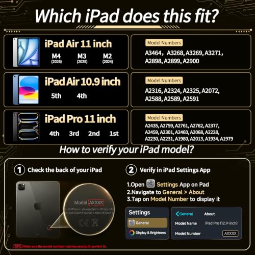 Image of Clear Keyboard Case for iPad Air 11 /10.9 & Pro 11,360 Rotation,Black