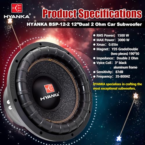 H YANKA 12 Inch Car Subwoofer 3000W Dual 2 Ohm DVC Powerful Bass - Image 4