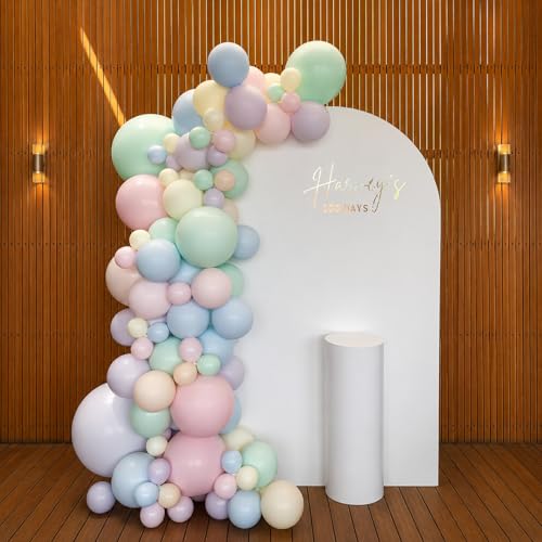 Image of Pastel Balloons Macaron 12 Inch Pink Blue Green Purple Orange Yellow Latex Balloon Multicolor Pastel Rainbow Colorful Party Balloon for Birthday Baby Shower Bridal Shower Wedding Party Decorations