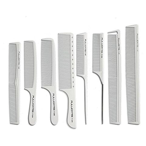 White salon professional barber carbon comb heat-resistant anti-static hair comb set of 8 hairdressers preferred (8PC-White) Cover