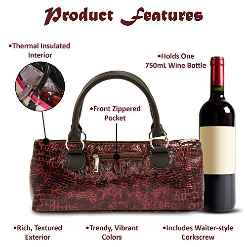 Image of Primeware Wine Clutch Bag (Thermal Insulated) Trendy Women's Carry Tote | Holds Red & White 750mL Bottles | Trendy Fashion | Incl. Portable Waiter-Style Corkscrew