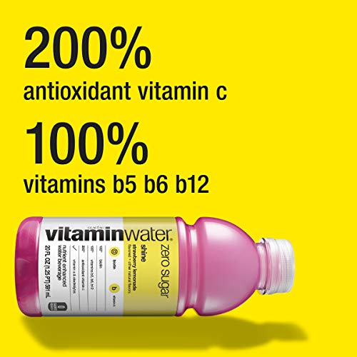 Image of vitaminwater zero shine, electrolyte enhanced water w /vitamins, strawberry lemonade drink, 20 fl oz (Pack of 6)