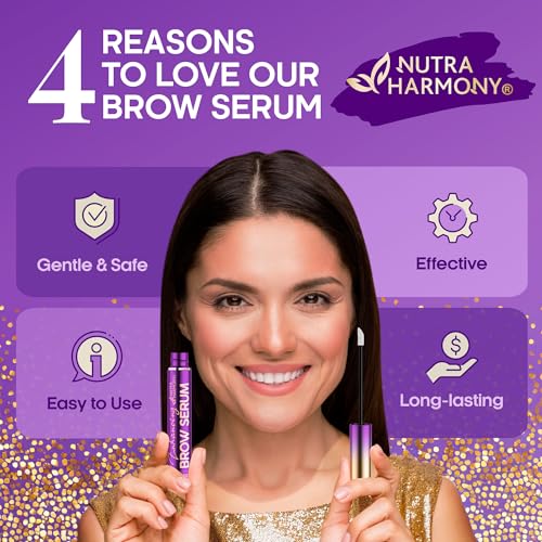 Enhancing Brow Serum for Eyebrow Growth with Keratin & Biotin Peptides, Hyaluronic Acid, Creatine and Castor Oil for Fuller, Thicker Brows, Strength & Nourishment Treatment, Non-Irritating Vegan, 8ml