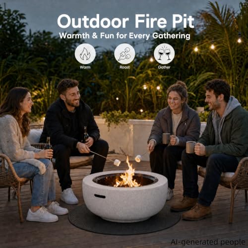 Image of Round Wood Burning fire Pit Outdoor Fireplace for Patio-23 Gray