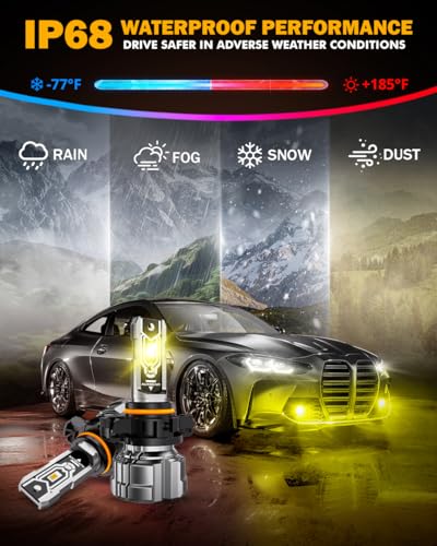 Image of Auxbeam Q5 Series 5202 5201 Fog Lights Golden Yellow Offroad Lights 10000LM | 400% brightness, quick installation, all in one design, fanless, quiet, plug and play, 3000k golden yellow