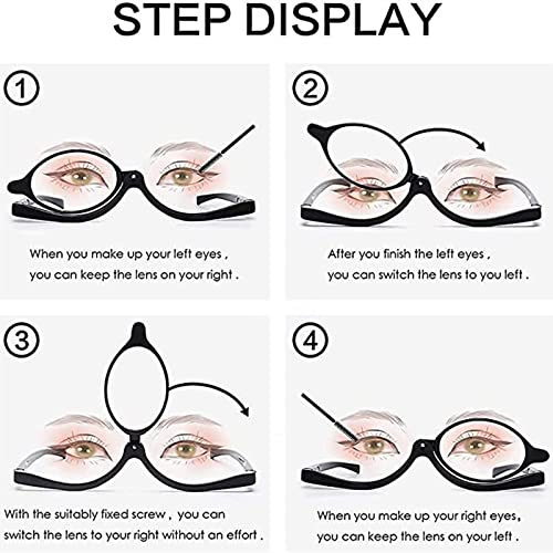 LJCZKA Magnifying Cosmetic Makeup Glasses Women, Makeup Glasses Women Flip up Single Lens Rotating Eyeglasses - Image 4