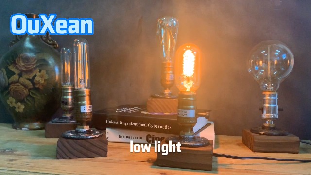 OuXean Vintage Table Lamp, Industrial Dimmable Nightlight
