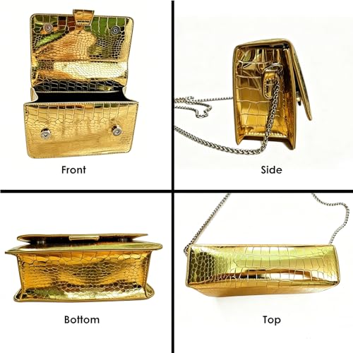 Image of Small Crossbody Purse Bag for Women,Y2K Cute Metallic Croc Handbag
