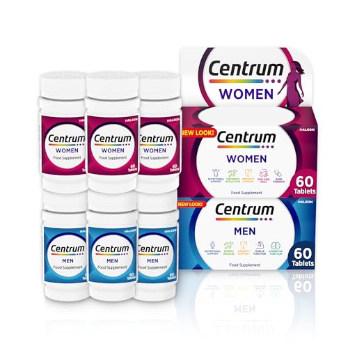 Centrum Multivitamins Couple Bundle - 120 Multi Vitamin Tablets Each (4 Months) - for Women, for Men - Men & Women Bundle - Vitamin C, Vitamin D, Vitamin B12, Zinc