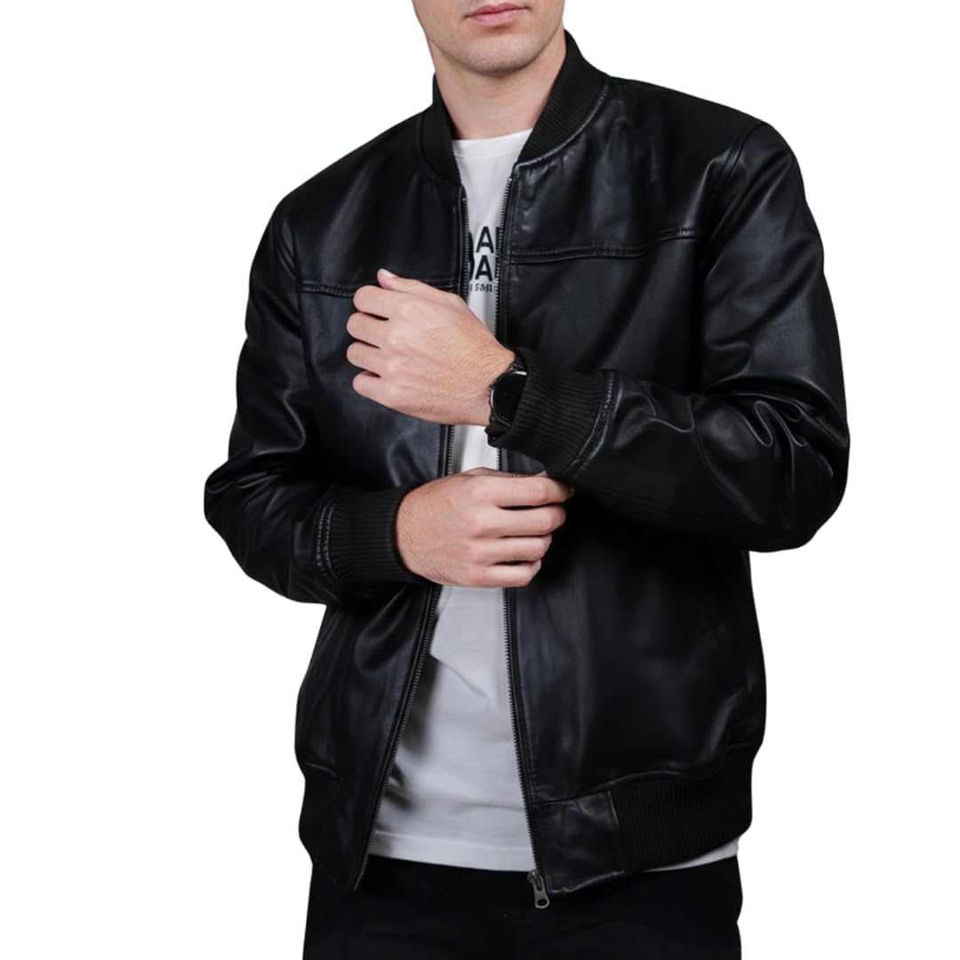 Bomberjacke Herren schwarz echtes Lammfell Lederjacke für Männer Neuheit Style …