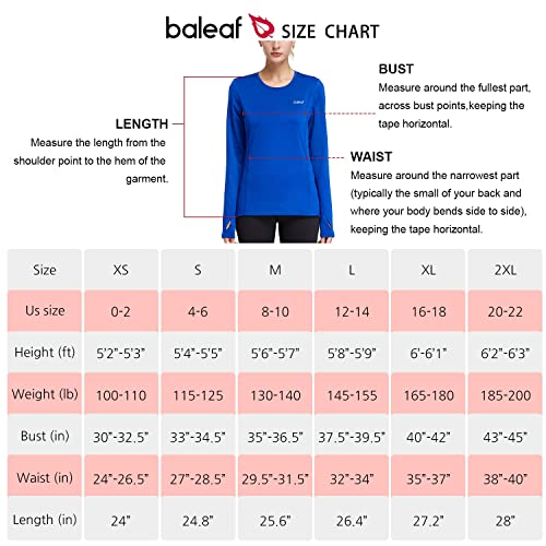 Baleaf Women's Thermal Fleece Tops Long Sleeve Running Athletic T-Shirt With Thumbholes Zipper Pocket Royal Blue Size Xxl #TOP5