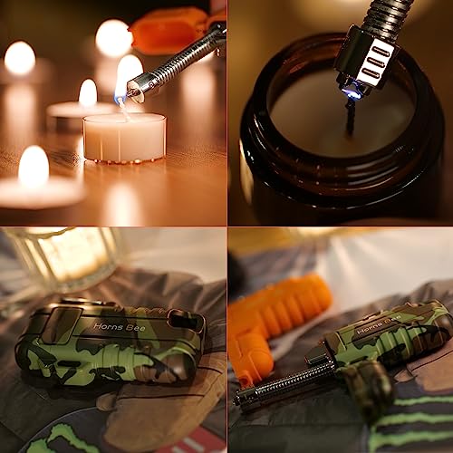 Horns Bee Windproof Electric Lighter - Plasma Lighters With Long Flexible Neck, Rechargeable Electric Candle Lighters, Waterproof Torch Lighter, Camping Accessories Survival Hiking Gear (Orange) #TOP4