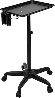 Carrinho de cabeleireiro portátil com suporte, 64-108 cm, altura ajustável, carrinho de cabeleireiro removível, para trabalhos de tatuagem, spa e bandeja dentária
